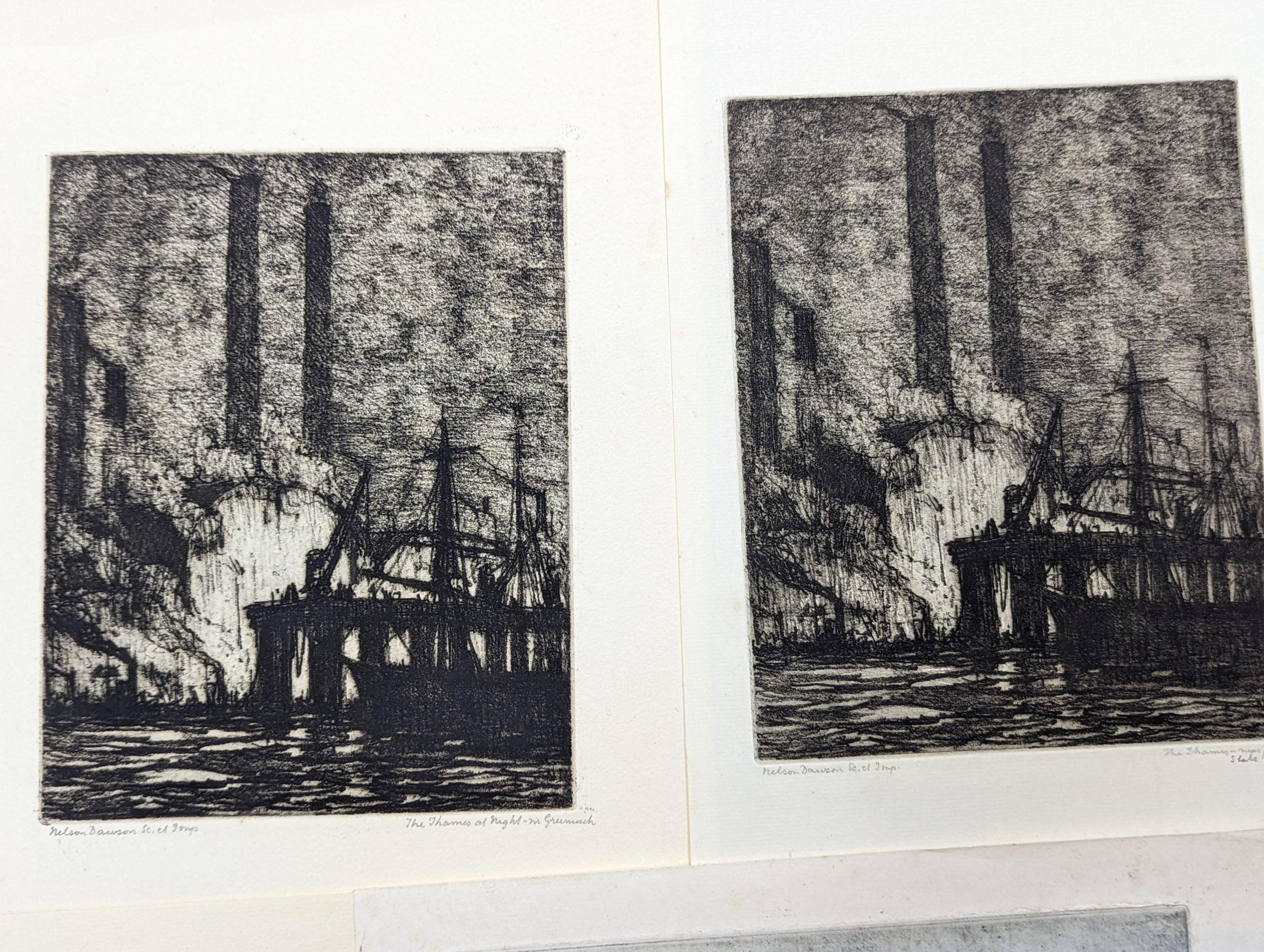 Nelson Dawson (1859-1941) eight unframed etchings